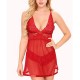 Luxury See Through Lace Mesh Halter Neck Women Nightwear - Red image