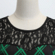 Patchwork Sleeveless Geometric Pattern Swing Ribbon Midi Dress - Green image