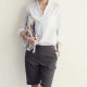 Explosive Style Loose Polo-neck Cardigan Pocket Solid Color Women Shirts - White image