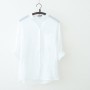 Cardigan Loose Stand-up Collar Cotton Button Closure Long Sleeve Tops - White
