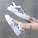Comfortable Cross Straps Flat Lace Up Soft Sole Women Sneakers - Blue image