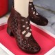 High Top Back Zipper Non-slip Hollow Out Soft Sole Casual Shoes - Brown image