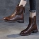 Comfortable Hollow Out Non Slip Round Head Ankle Boots - Brown image