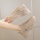 Breathable Flat Heel Lace Up Shallow Mouth Sports Sneakers - Beige image