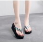 Platform Thong Thick Soled Strappy Women Bath Slippers - Green