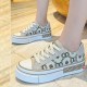 Soft Sporty Low Cut Lace Up Walking Canvas Ladies Sneakers - Beige image