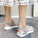 Comfy Open Toe Strappy Elastic Mesh Flat Sports Sandals - Grey image