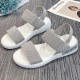 Comfy Open Toe Strappy Elastic Mesh Flat Sports Sandals - Grey image