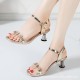 Comfortable Ankle Straps Floral Buckle Closure Fairy Heel Sandals - Gold image