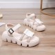 Roman Style Sequin Buckle Strappy Fish Mouth Women Sandals - Cream image
