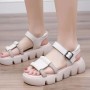Roman Style Sequin Buckle Strappy Fish Mouth Women Sandals - Cream