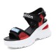 Luxury Strappy Thick Bottom Velcro Fish Mouth Sports Sandals - Red image