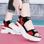 Luxury Strappy Thick Bottom Velcro Fish Mouth Sports Sandals - Red