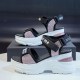 Luxury Strappy Thick Bottom Velcro Fish Mouth Sports Sandals - Pink image