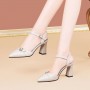 Strappy Buckle Closure Pointed Toe Party High Heel Sandals - Cream