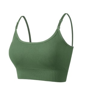 Sponge Mold Cup Sling Shape lingerie Camisole Women Bra - Green