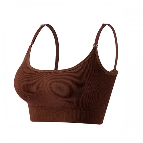 Sponge Mold Cup Sling Shape lingerie Camisole Women Bra - Brown image