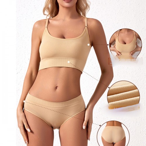 Sponge Mold Cup Sling Shape lingerie Camisole Women Bra - Cream image