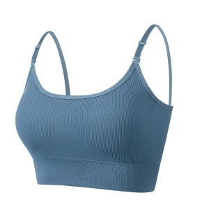 Sponge Mold Cup Sling Shape lingerie Camisole Women Bra - Blue