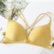 Elegant Triangle Cup Wrapped Chest Back Cross Padded Bra - Yellow image