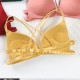 Elegant Triangle Cup Wrapped Chest Back Cross Padded Bra - Yellow image
