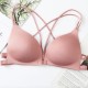 Elegant Triangle Cup Wrapped Chest Back Cross Padded Bra - Pink image