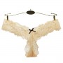 Good Look Women's Hollows Out Lace Floral Thong Panty Underwear - Beige
