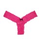 Good Look Women's Hollows Out Lace Floral Thong Panty Underwear - Pink image