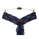 Good Look Women's Hollows Out Lace Floral Thong Panty Underwear - Blue image