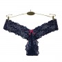 Good Look Women's Hollows Out Lace Floral Thong Panty Underwear - Blue