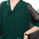 Super Fairy V-neck Pullover Bowknot Loose Belly Covering Women Tops - Green image