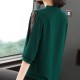 Super Fairy V-neck Pullover Bowknot Loose Belly Covering Women Tops - Green image