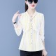 Fashionable Slimming Stripes Button Up Cardigan Bow Neck Women Tops - Yellow image