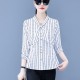 Fashionable Slimming Stripes Button Up Cardigan Bow Neck Women Tops - White image