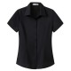 Trendy Plain Lapel Collar Button Closure Women Tops - Black image