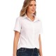 Trendy Plain Lapel Collar Button Closure Women Tops - White image