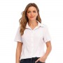 Trendy Plain Lapel Collar Button Closure Women Tops - White