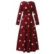 Vintage Polka Dot Full Sleeve A Line Long Maxi Dress - Red image