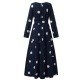 Vintage Polka Dot Full Sleeve A Line Long Maxi Dress - Blue image