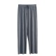 Soft Lace Up Wide Leg Long High Waist Palazzo Trouser Pants - Light Blue image
