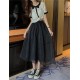 Urban Black High-Waist Flared Midi Skirt image