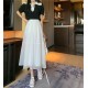Urban White High-Waist Flared Midi Skirt image