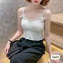 Fashion-Forward White Ruffled Top with Pearls