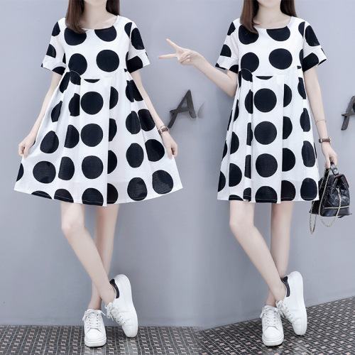 Casual Big Dot Mini Dress in Black & White image