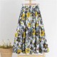 Flower Printed Full-Length Women Skirt - Yellow image