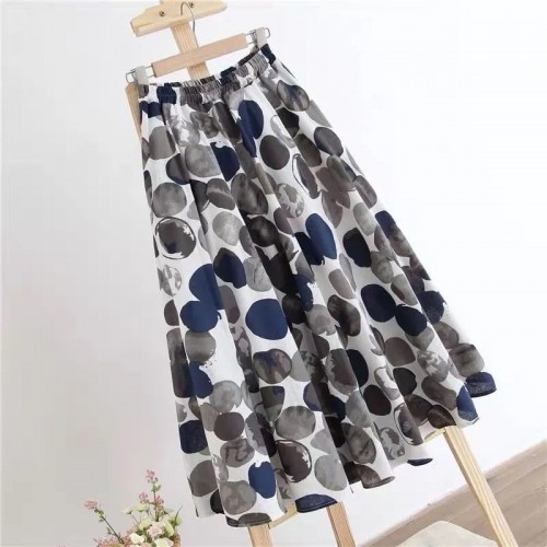Flower Printed Full-Length Women Skirt - Grey image