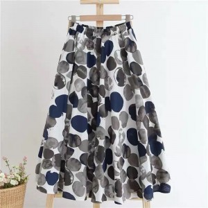 Flower Printed Full-Length Women Skirt - Grey