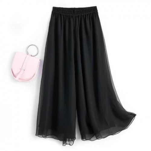 Airy Black Chiffon Skirt with Elegant Drape image