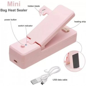 2 IN 1 USB Chargeable Mini Bag Sealer Heat Sealers With Cutter Knife