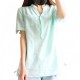 Women Light Green Cotton And Linen Short-sleeved Shirt-Green image